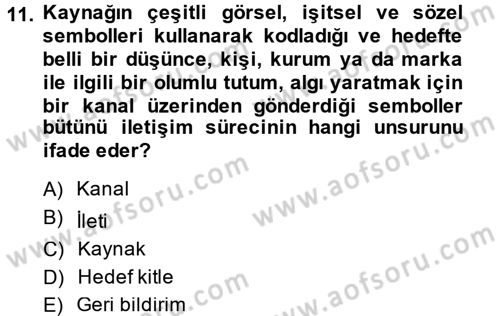Halkla İlişkiler Yazarlığı Dersi 2013 - 2014 Yılı (Vize) Ara Sınav Soruları 11. Soru
