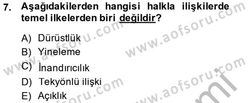 Halkla İlişkiler Yazarlığı Dersi 2013 - 2014 Yılı (Vize) Ara Sınav Soruları 7. Soru