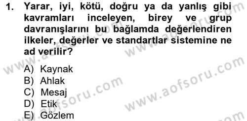 Halkla İlişkiler Yazarlığı Dersi 2014 - 2015 Yılı (Vize) Ara Sınav Soruları 1. Soru