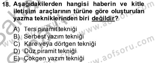 Halkla İlişkiler Yazarlığı Dersi 2014 - 2015 Yılı (Vize) Ara Sınav Soruları 18. Soru