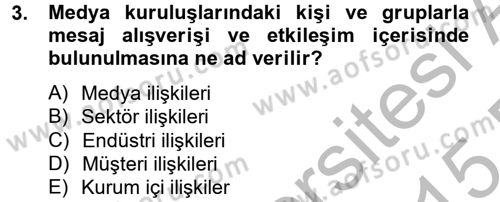 Halkla İlişkiler Yazarlığı Dersi 2014 - 2015 Yılı (Vize) Ara Sınav Soruları 3. Soru
