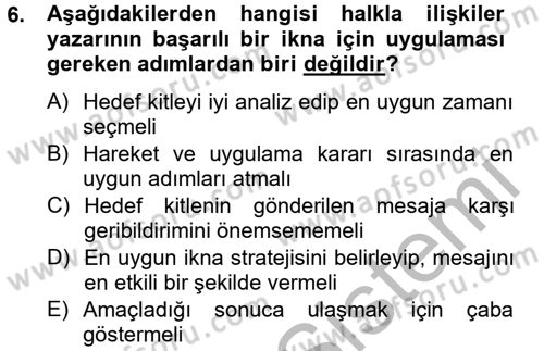 Halkla İlişkiler Yazarlığı Dersi 2014 - 2015 Yılı (Vize) Ara Sınav Soruları 6. Soru