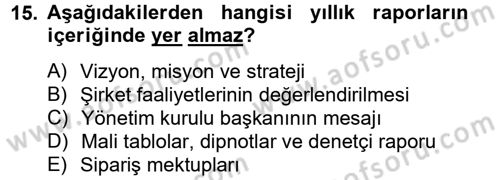 Halkla İlişkiler Yazarlığı Dersi 2014 - 2015 Yılı (Final) Dönem Sonu Sınav Soruları 15. Soru