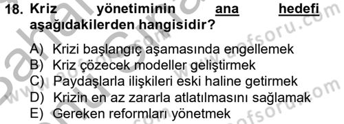 Halkla İlişkiler Yazarlığı Dersi 2014 - 2015 Yılı (Final) Dönem Sonu Sınav Soruları 18. Soru