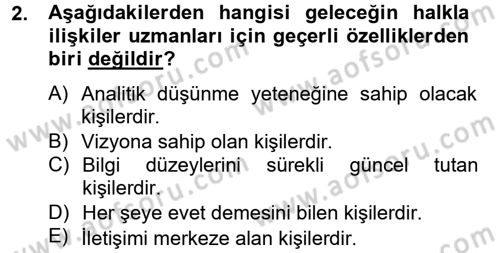 Halkla İlişkiler Yazarlığı Dersi 2014 - 2015 Yılı (Final) Dönem Sonu Sınav Soruları 2. Soru