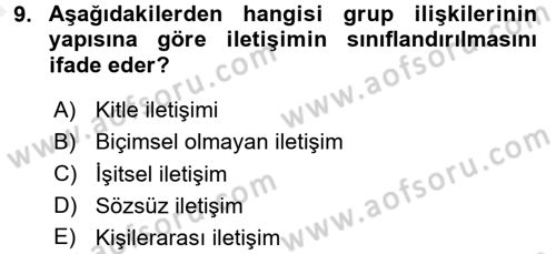 Halkla İlişkiler Yazarlığı Dersi 2015 - 2016 Yılı (Vize) Ara Sınavı 9. Soru