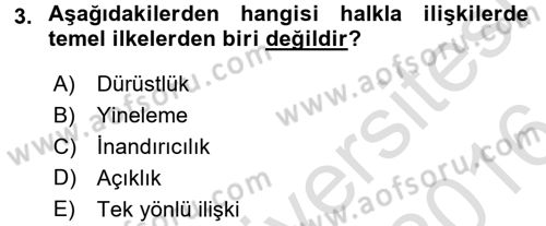 Halkla İlişkiler Yazarlığı Dersi 2015 - 2016 Yılı (Final) Dönem Sonu Sınav Soruları 3. Soru