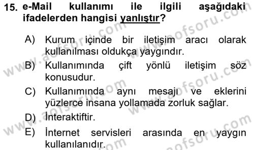 Halkla İlişkiler Yazarlığı Dersi 2015 - 2016 Yılı Tek Ders Sınav Soruları 15. Soru