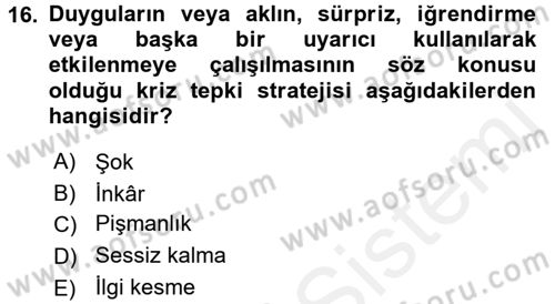 Halkla İlişkiler Yazarlığı Dersi 2015 - 2016 Yılı Tek Ders Sınav Soruları 16. Soru