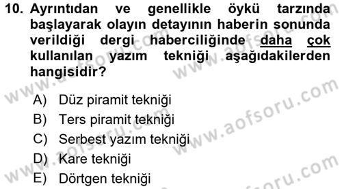 Halkla İlişkiler Yazarlığı Dersi 2016 - 2017 Yılı 3 Ders Sınav Soruları 10. Soru