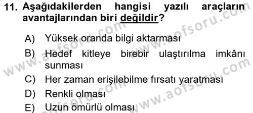 Halkla İlişkiler Yazarlığı Dersi 2016 - 2017 Yılı 3 Ders Sınav Soruları 11. Soru