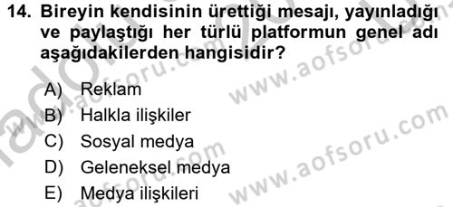 Halkla İlişkiler Yazarlığı Dersi 2016 - 2017 Yılı 3 Ders Sınav Soruları 14. Soru