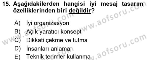 Halkla İlişkiler Yazarlığı Dersi 2016 - 2017 Yılı 3 Ders Sınav Soruları 15. Soru