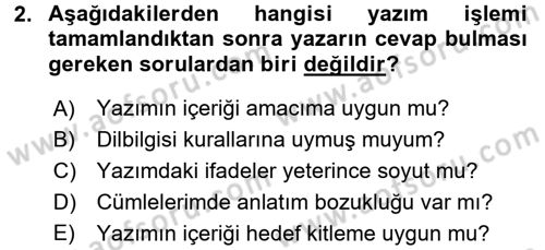 Halkla İlişkiler Yazarlığı Dersi 2016 - 2017 Yılı 3 Ders Sınav Soruları 2. Soru