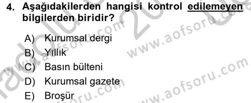 Halkla İlişkiler Yazarlığı Dersi 2016 - 2017 Yılı 3 Ders Sınav Soruları 4. Soru