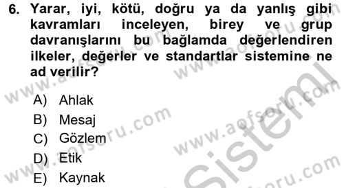Halkla İlişkiler Yazarlığı Dersi 2016 - 2017 Yılı 3 Ders Sınav Soruları 6. Soru