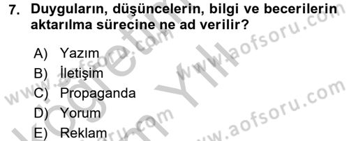 Halkla İlişkiler Yazarlığı Dersi 2016 - 2017 Yılı 3 Ders Sınav Soruları 7. Soru