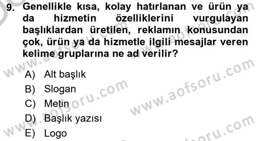 Halkla İlişkiler Yazarlığı Dersi 2016 - 2017 Yılı 3 Ders Sınav Soruları 9. Soru