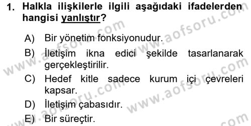 Halkla İlişkiler Yazarlığı Dersi 2016 - 2017 Yılı (Vize) Ara Sınav Soruları 1. Soru