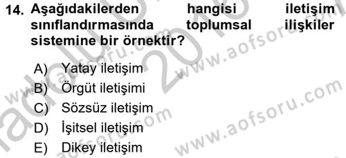 Halkla İlişkiler Yazarlığı Dersi 2016 - 2017 Yılı (Vize) Ara Sınav Soruları 14. Soru