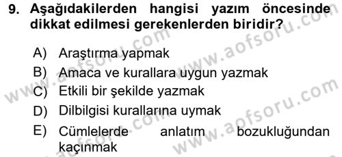 Halkla İlişkiler Yazarlığı Dersi 2016 - 2017 Yılı (Vize) Ara Sınav Soruları 9. Soru