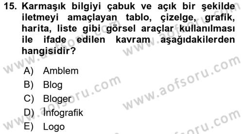 Halkla İlişkiler Yazarlığı Dersi 2016 - 2017 Yılı (Final) Dönem Sonu Sınav Soruları 15. Soru