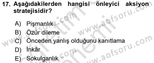 Halkla İlişkiler Yazarlığı Dersi 2016 - 2017 Yılı (Final) Dönem Sonu Sınav Soruları 17. Soru
