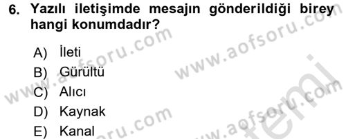 Halkla İlişkiler Yazarlığı Dersi 2016 - 2017 Yılı (Final) Dönem Sonu Sınav Soruları 6. Soru