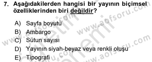 Halkla İlişkiler Yazarlığı Dersi 2016 - 2017 Yılı (Final) Dönem Sonu Sınav Soruları 7. Soru