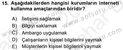 Halkla İlişkiler Yazarlığı Dersi 2017 - 2018 Yılı (Vize) Ara Sınav Soruları 15. Soru
