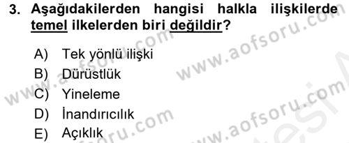 Halkla İlişkiler Yazarlığı Dersi 2017 - 2018 Yılı (Vize) Ara Sınav Soruları 3. Soru