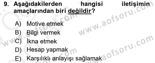 Halkla İlişkiler Yazarlığı Dersi 2017 - 2018 Yılı (Vize) Ara Sınav Soruları 9. Soru