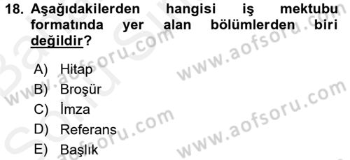 Halkla İlişkiler Yazarlığı Dersi 2017 - 2018 Yılı (Final) Dönem Sonu Sınav Soruları 18. Soru