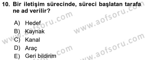 Halkla İlişkiler Yazarlığı Dersi 2018 - 2019 Yılı 3 Ders Sınavı 10. Soru