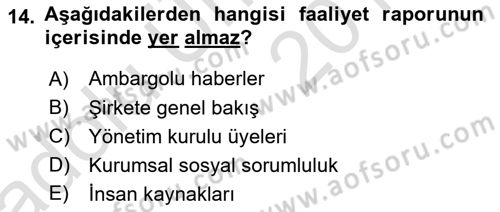 Halkla İlişkiler Yazarlığı Dersi 2018 - 2019 Yılı 3 Ders Sınavı 14. Soru