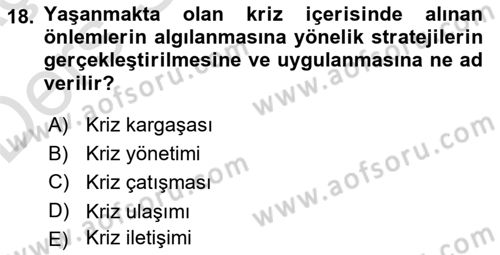 Halkla İlişkiler Yazarlığı Dersi 2018 - 2019 Yılı 3 Ders Sınavı 18. Soru