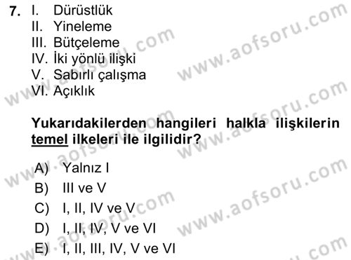 Halkla İlişkiler Yazarlığı Dersi 2018 - 2019 Yılı (Vize) Ara Sınav Soruları 7. Soru
