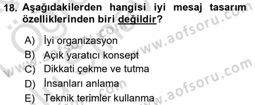 Halkla İlişkiler Yazarlığı Dersi 2020 - 2021 Yılı Yaz Okulu Sınav Soruları 18. Soru