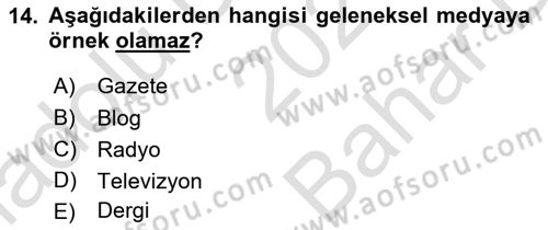 Halkla İlişkiler Yazarlığı Dersi 2021 - 2022 Yılı (Vize) Ara Sınav Soruları 14. Soru