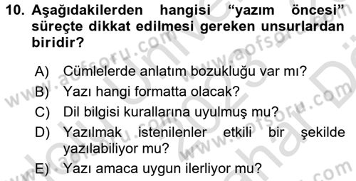 Halkla İlişkiler Yazarlığı Dersi 2023 - 2024 Yılı (Vize) Ara Sınavı 10. Soru