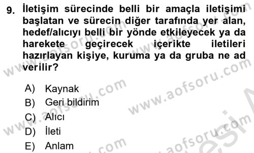 Halkla İlişkiler Yazarlığı Dersi 2023 - 2024 Yılı (Vize) Ara Sınavı 9. Soru