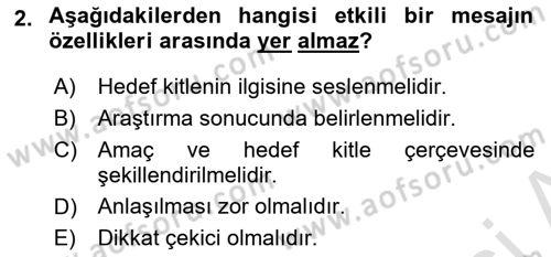 Halkla İlişkiler Yazarlığı Dersi 2024 - 2025 Yılı (Vize) Ara Sınav Soruları 2. Soru