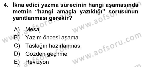 Halkla İlişkiler Yazarlığı Dersi 2024 - 2025 Yılı (Vize) Ara Sınav Soruları 4. Soru