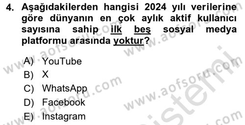 Halkla İlişkiler Yazarlığı Dersi 2024 - 2025 Yılı (Final) Dönem Sonu Sınav Soruları 4. Soru
