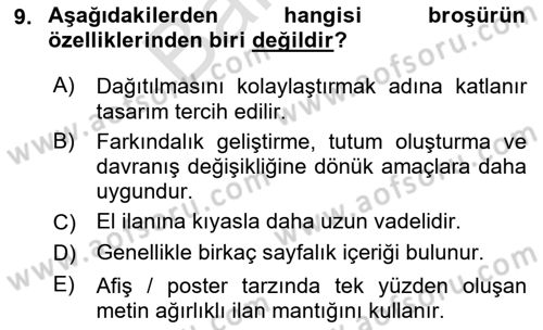 Halkla İlişkiler Yazarlığı Dersi 2024 - 2025 Yılı (Final) Dönem Sonu Sınav Soruları 9. Soru