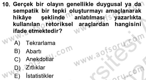 Halkla İlişkiler Yazarlığı Dersi 2024 - 2025 Yılı Yaz Okulu Sınav Soruları 10. Soru