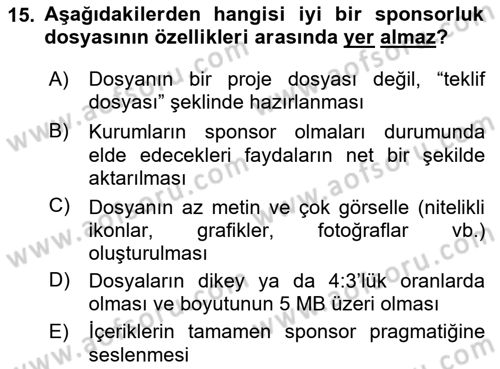 Halkla İlişkiler Yazarlığı Dersi 2024 - 2025 Yılı Yaz Okulu Sınav Soruları 15. Soru