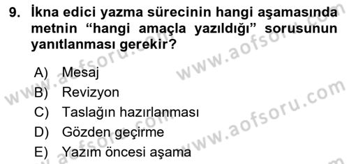 Halkla İlişkiler Yazarlığı Dersi 2024 - 2025 Yılı Yaz Okulu Sınav Soruları 9. Soru