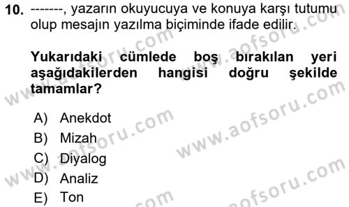 Halkla İlişkiler Yazarlığı Dersi 2025 - 2026 Yılı (Vize) Ara Sınav Soruları 10. Soru