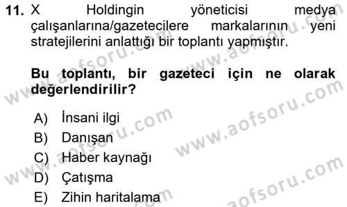 Halkla İlişkiler Yazarlığı Dersi 2025 - 2026 Yılı (Vize) Ara Sınav Soruları 11. Soru